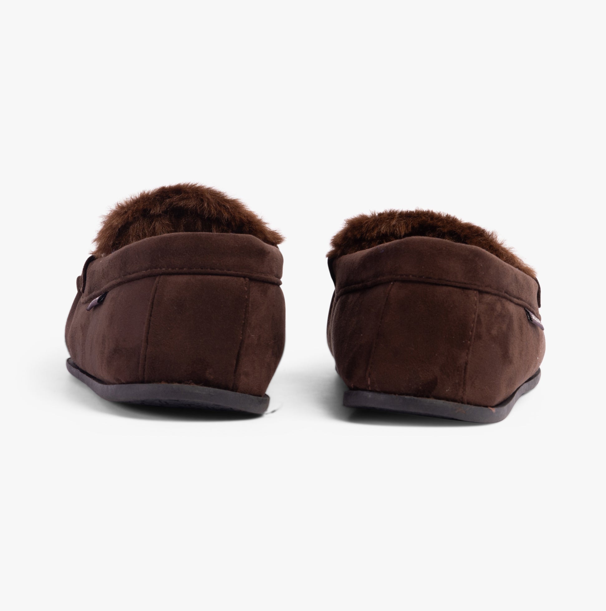 Jack & Jones MARK Mens Slippers Java rear view showing soft brown textile upper and warm lining.