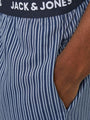 Detail view of Jack & Jones BASIC TEE Mens Pyjama Set White featuring elasticated waistband and striped pattern.