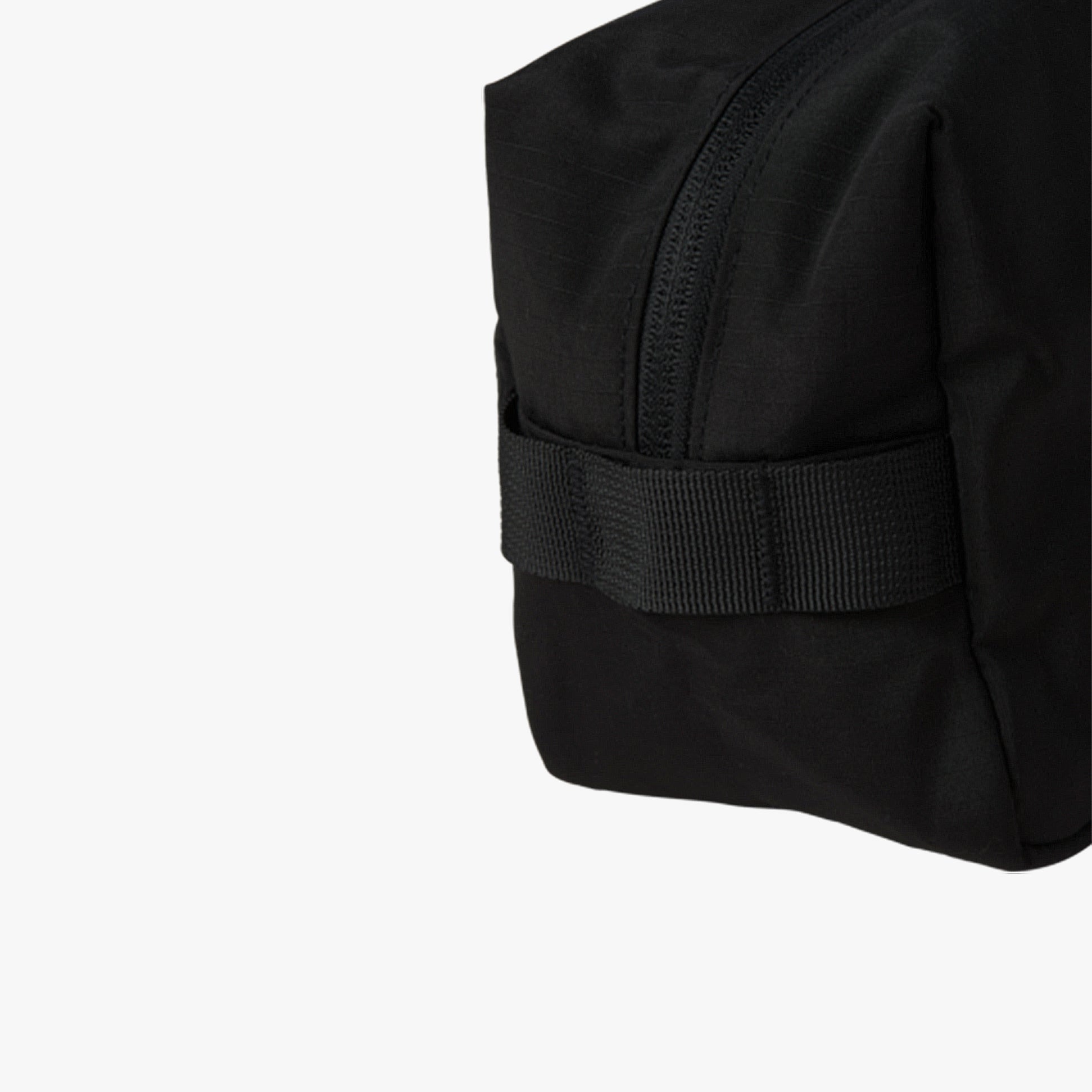 Jack & Jones NORTH Mens Toiletry Bag Black side view with zipper and strap detail