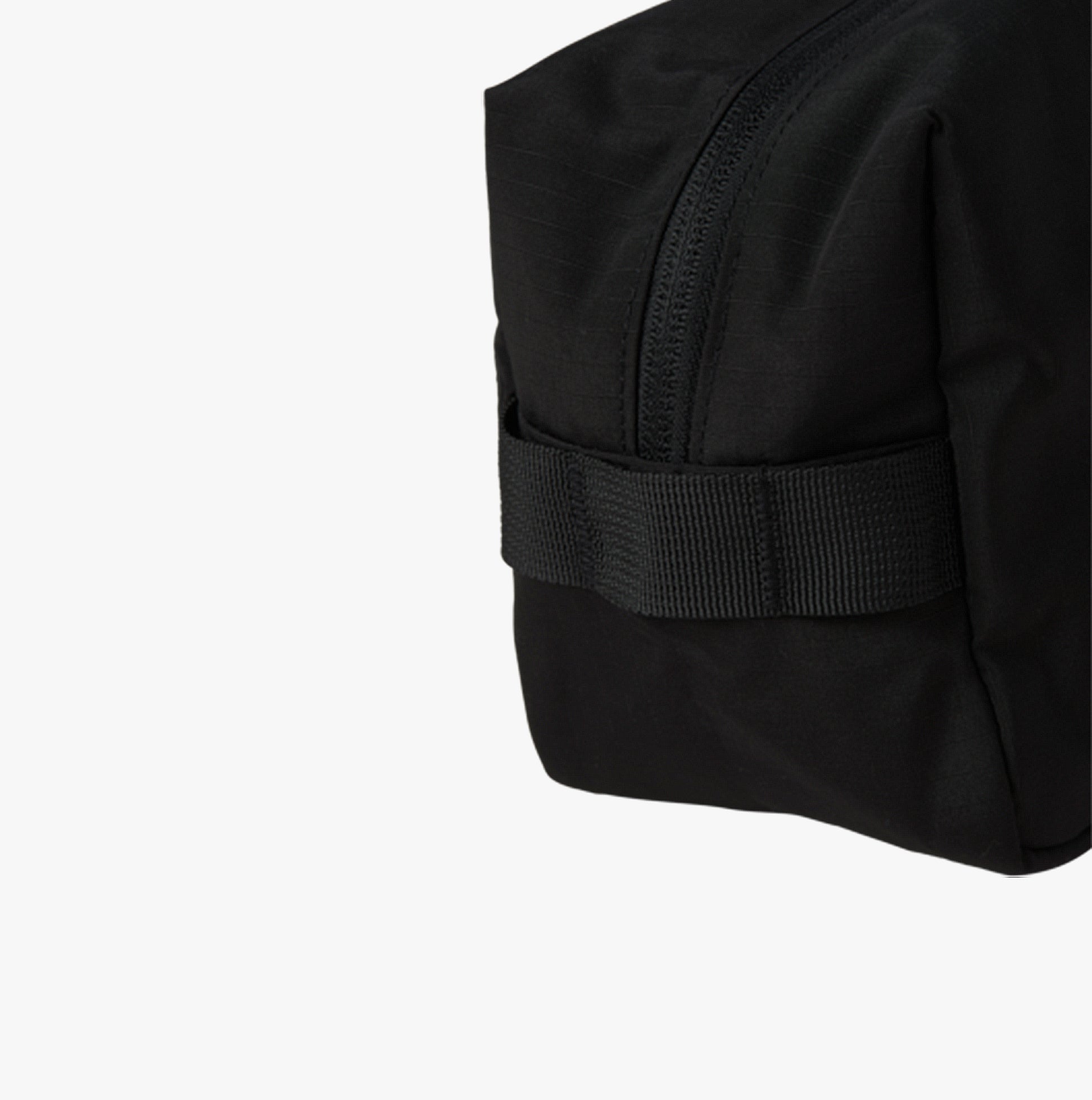 Jack & Jones NORTH Mens Toiletry Bag Black side view with zipper and strap detail