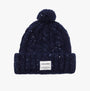 Jack & Jones LEVIS Mens Beanie Navy Blazer top view of beanie with pom pom and label detail.