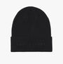 Jack & Jones GIVE Mens Beanie Black front view, made of breathable 100% recycled polyester, stylish and comfortable.