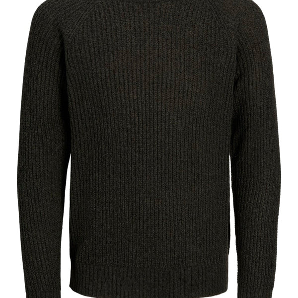 Jack & Jones KNIT CREW NECK Mens Jumper Rosin front view, made of 66% recycled polyester, 34% acrylic, regular fit.