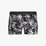 Jack & Jones JACRICHARD 3 Pack Mens Trunks Black front view featuring tropical leaf design and branded elastic waistband.