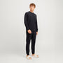 Jack & Jones SOLID LOUNGE Set Mens Black side view model wearing loungewear made of 100% polyester.
