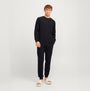 Jack & Jones SOLID LOUNGE Set Mens Black front view, featuring comfortable long sleeve top and pants.