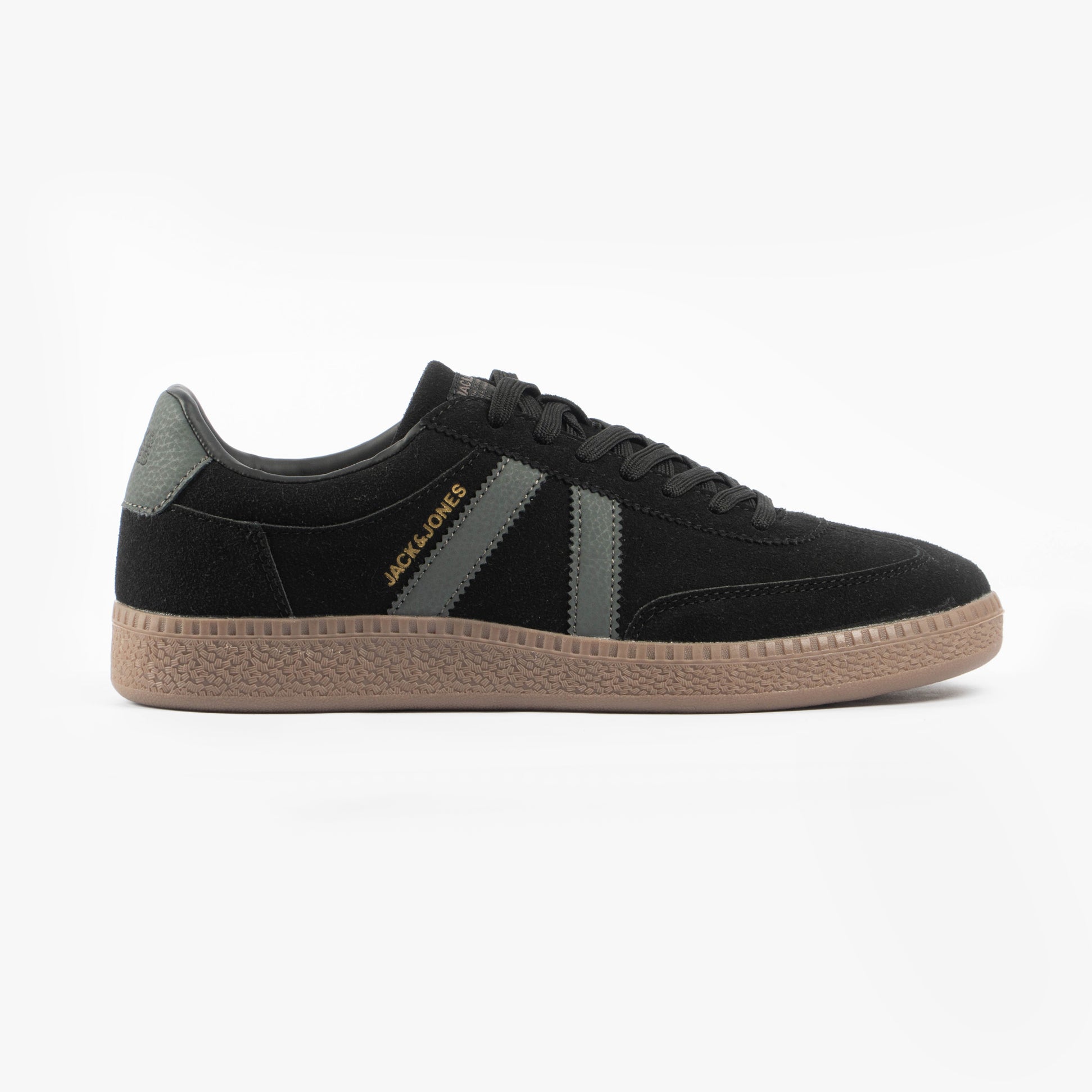 Jack & Jones JFWKIRK INTERNATIONAL CAMPAIGN Mens Trainers Anthracite side view featuring synthetic upper and rubber sole.