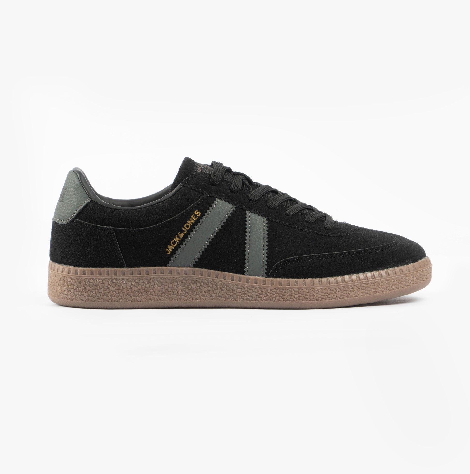 Jack & Jones JFWKIRK INTERNATIONAL CAMPAIGN Mens Trainers Anthracite side view featuring synthetic upper and rubber sole.