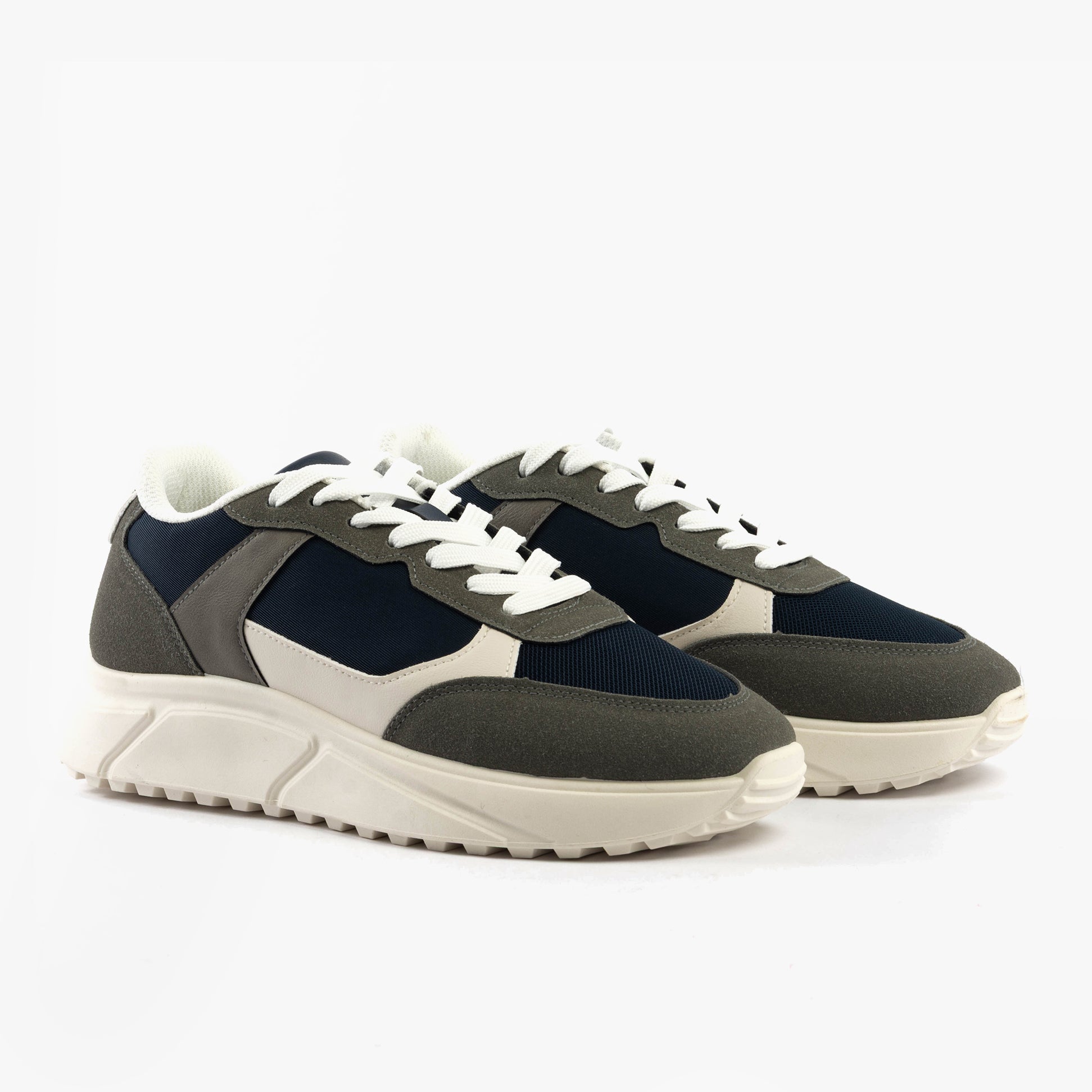 Jack & Jones ASPIRE Mens Trainers Castlerock side view showcasing casual design with PU upper and rubber sole.