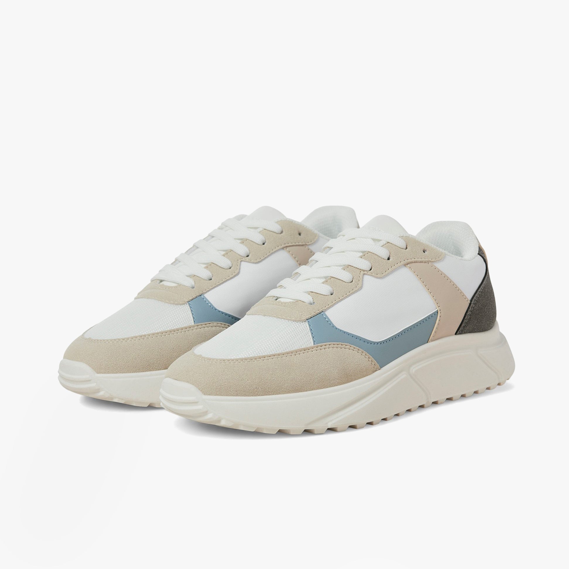 Jack & Jones ASPIRE RUNNER Mens Trainers Moonbeam/Citadel side view with casual style and lace-up closure.