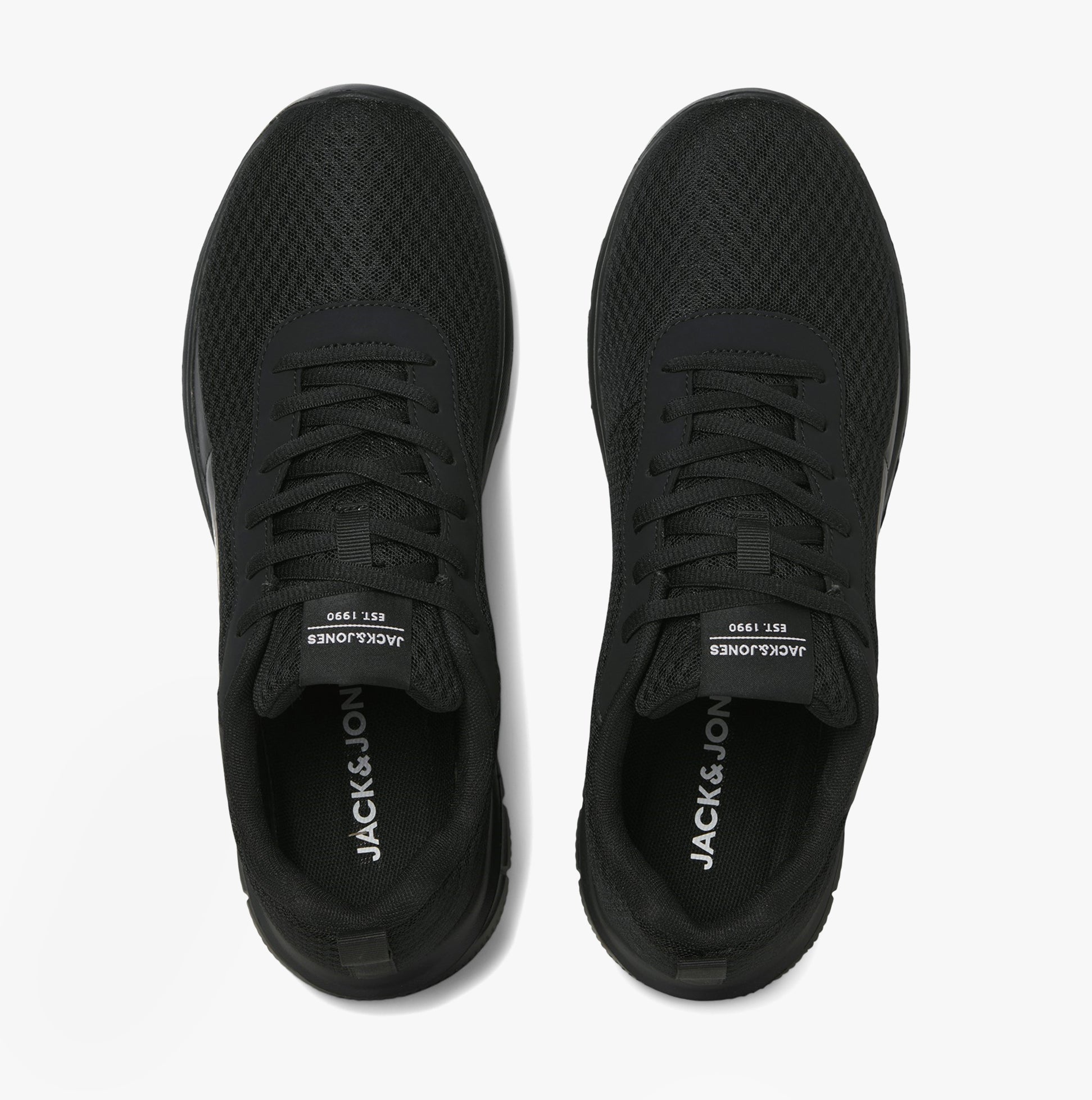 Jack & Jones TAYLOR MESH Mens Trainers Anthracite top view showing lace-up closure and round toe design.