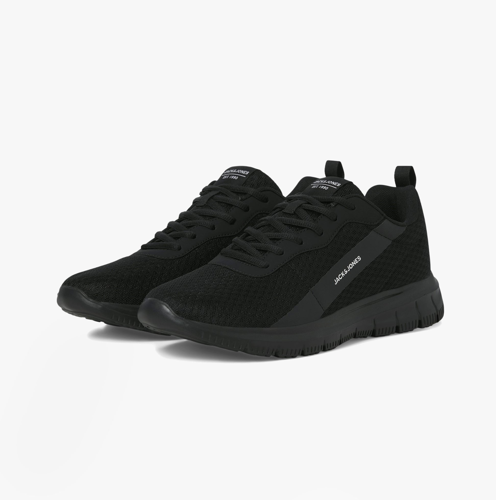 Jack & Jones TAYLOR MESH Mens Trainers Anthracite side view showing lace-up closure and mesh upper.