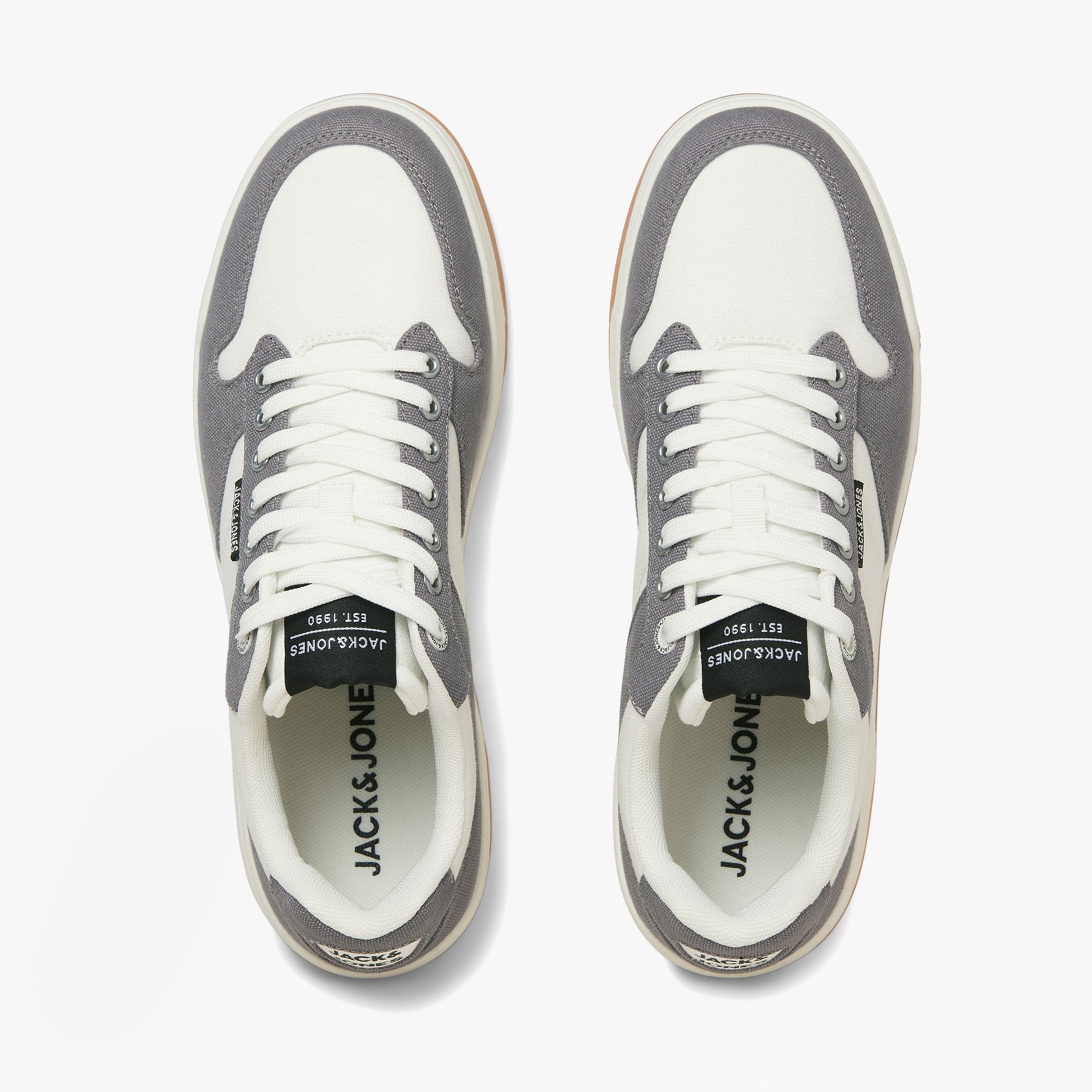 Jack & Jones JAMMER Mens Trainers Frost Grey top view showing lace-up closure and round toe