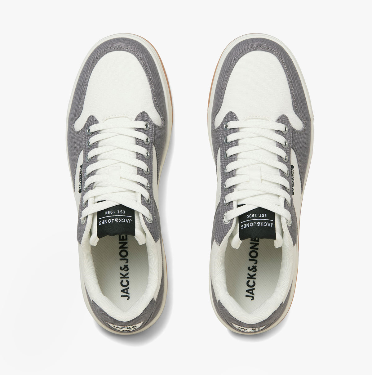 Jack & Jones JAMMER Mens Trainers Frost Grey top view showing lace-up closure and round toe