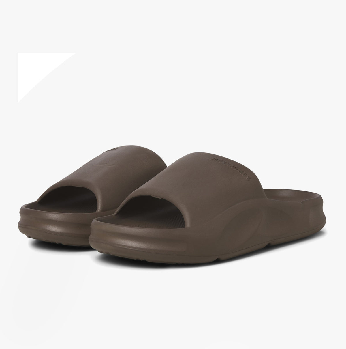 Jack & Jones STATUS MOULDED Mens Sandals Carafe side view showing slip-on design in brown, lightweight EVA material.