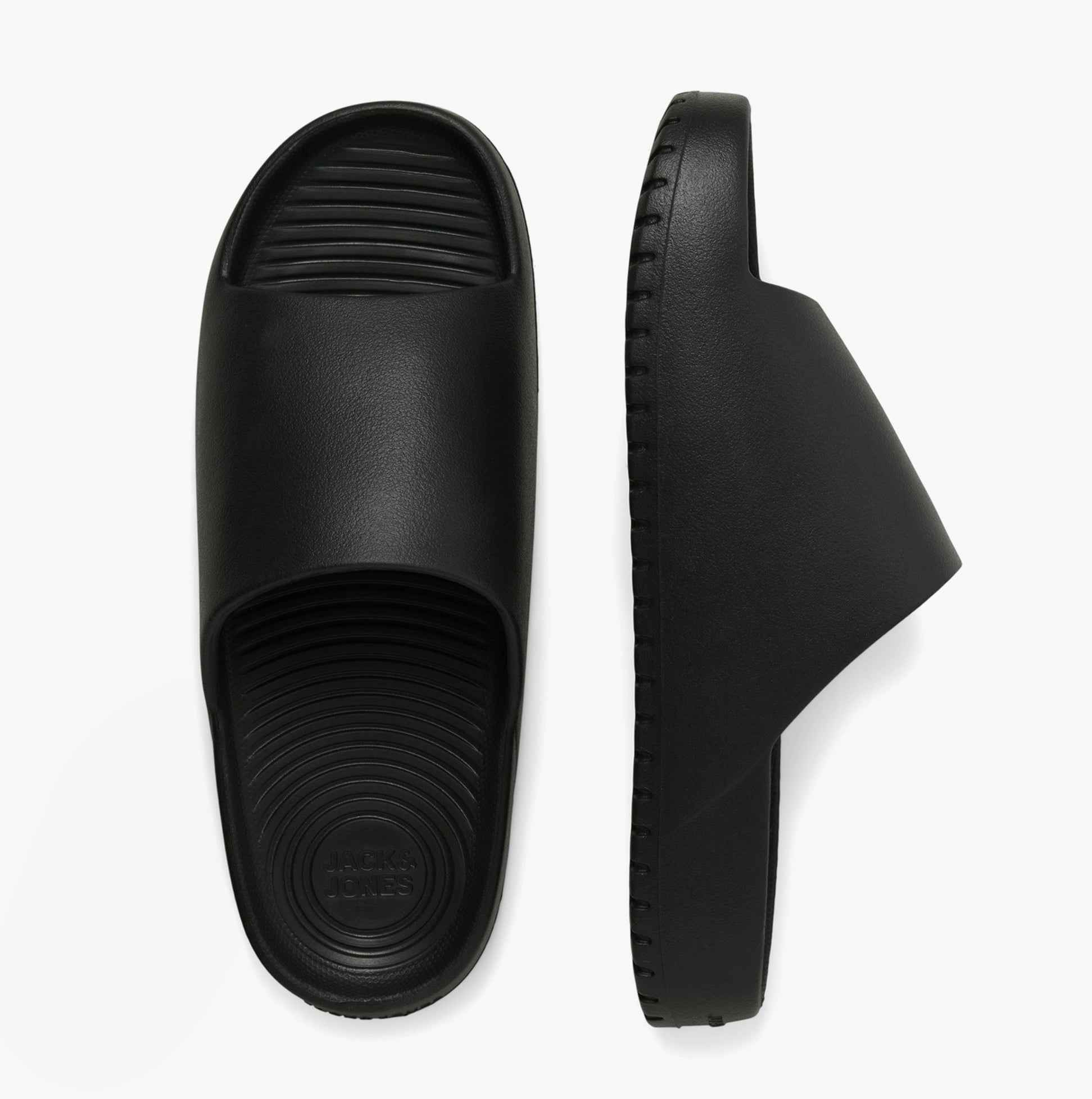 Jack & Jones RIPPLE MOULDED Mens Sandals Anthracite side view showing comfortable EVA material design.