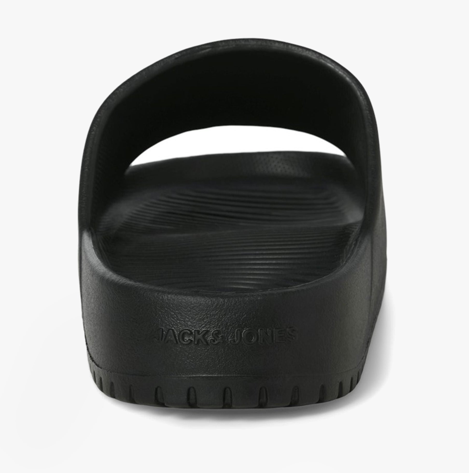 Jack & Jones RIPPLE MOULDED Mens Sandals Anthracite back view, showcasing minimalistic slip-on design and EVA material.