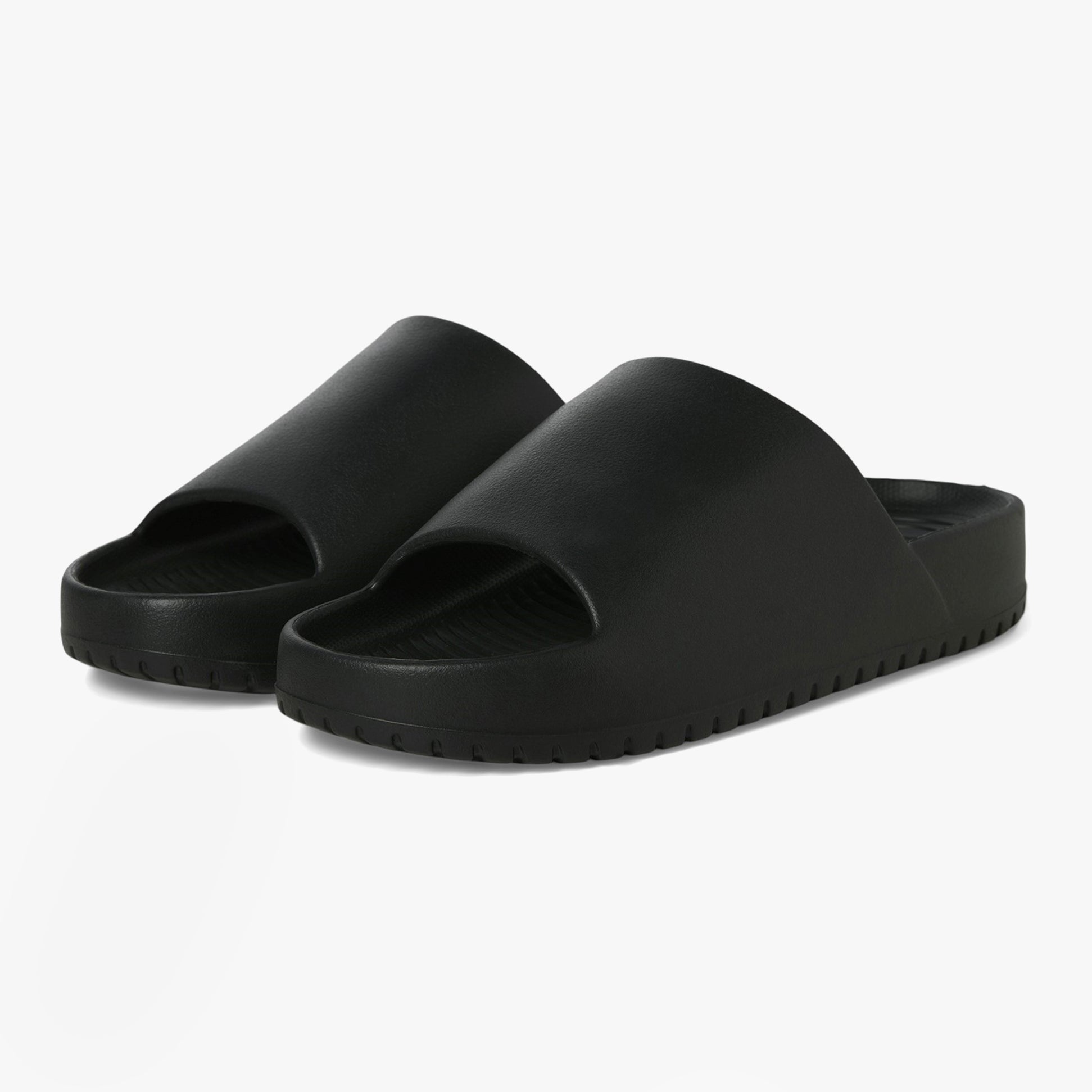 Jack & Jones RIPPLE MOULDED Mens Sandals Anthracite side view showing comfort slip-on style and lightweight design.