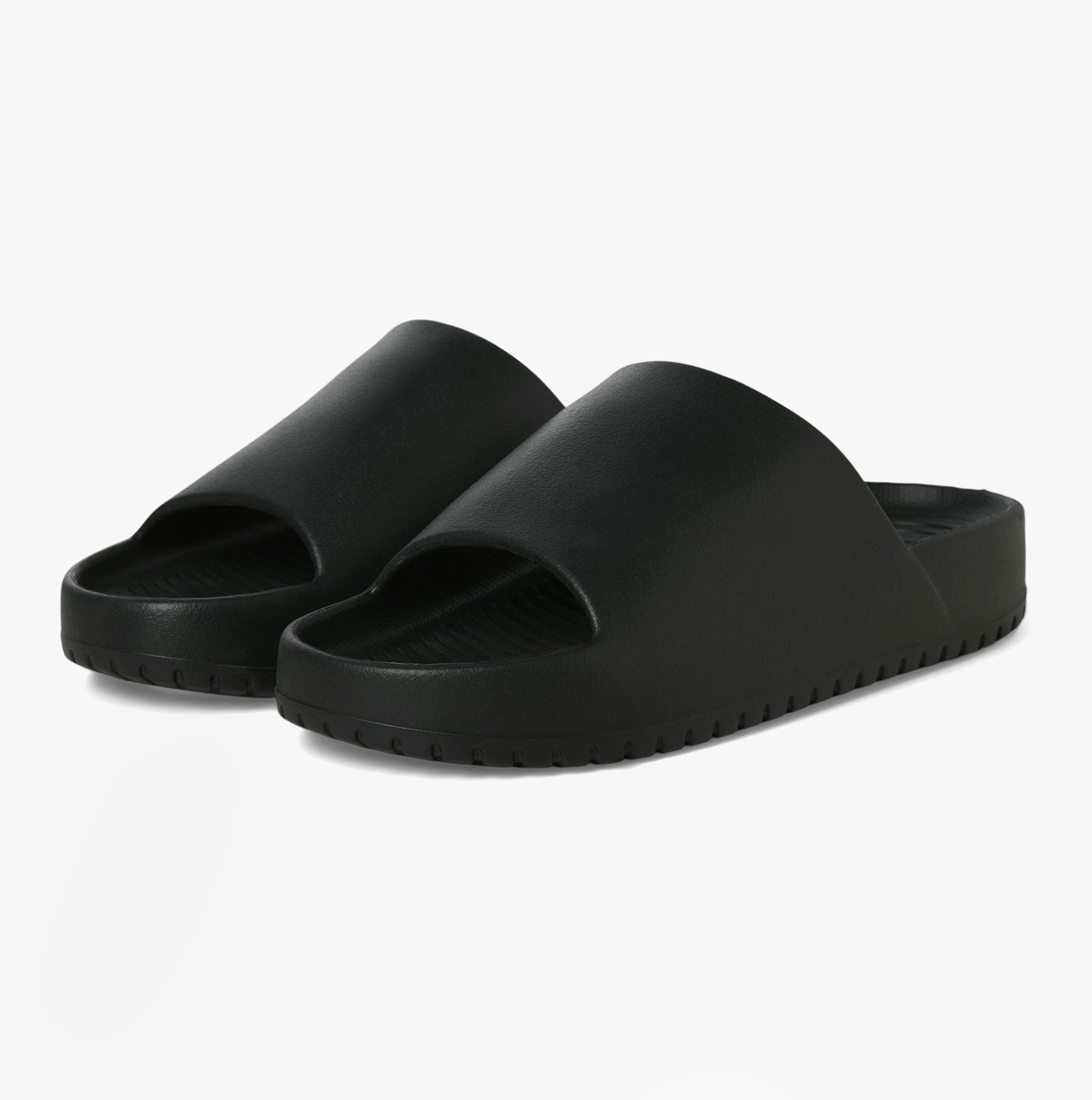 Jack & Jones RIPPLE MOULDED Mens Sandals Anthracite side view showing comfort slip-on style and lightweight design.
