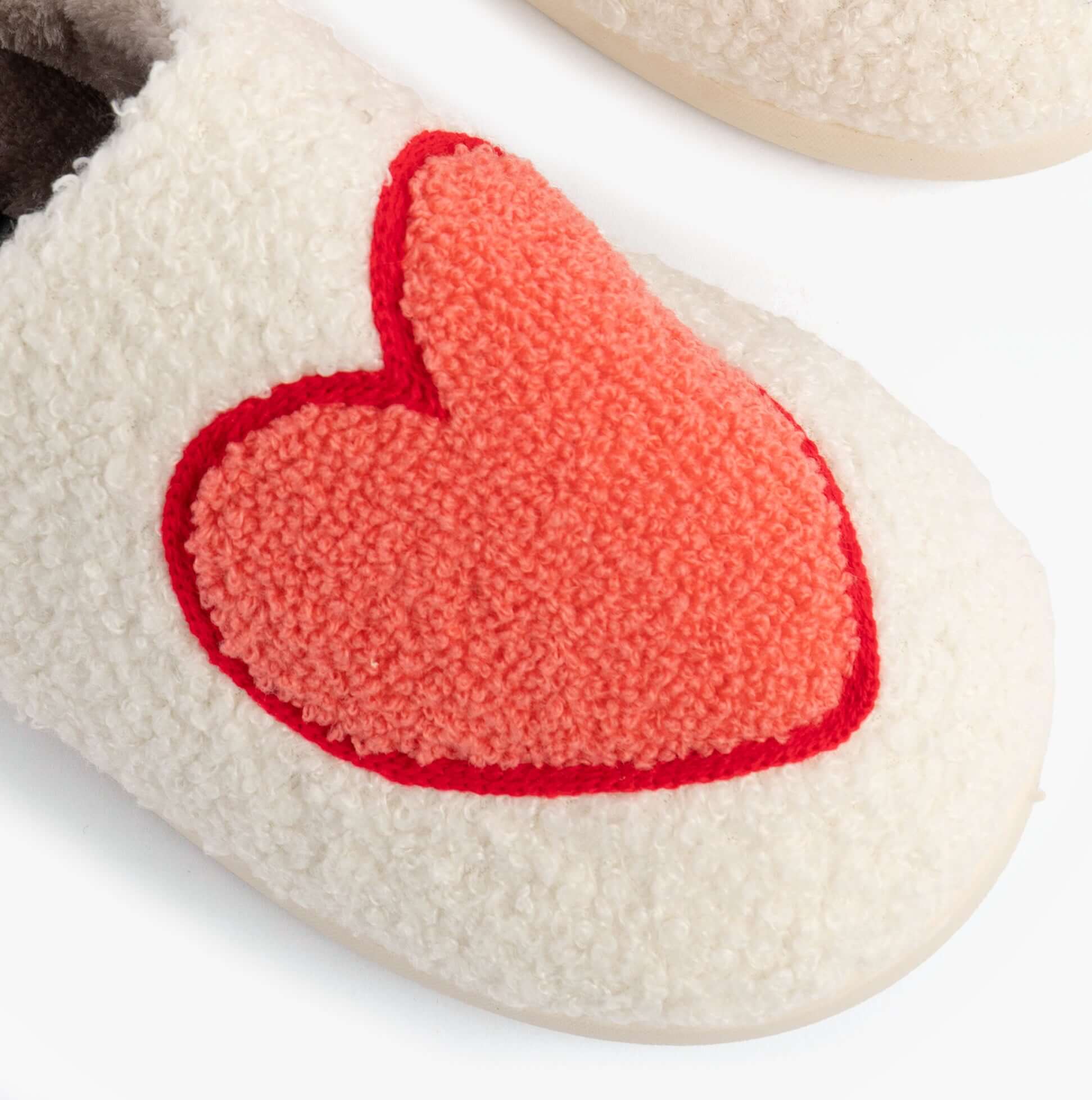 Jo & Joe AMOUR Womens Mule Slippers Cream top view with heart design detail on the upper