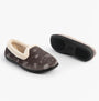 Jo & Joe ANNIE Womens Full Slippers Grey, side and top view, featuring textile upper, rubber sole, and warm lining.