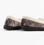 Jo & Joe ANNIE Womens Full Slippers Grey side view showing plush lining and soft textile upper.