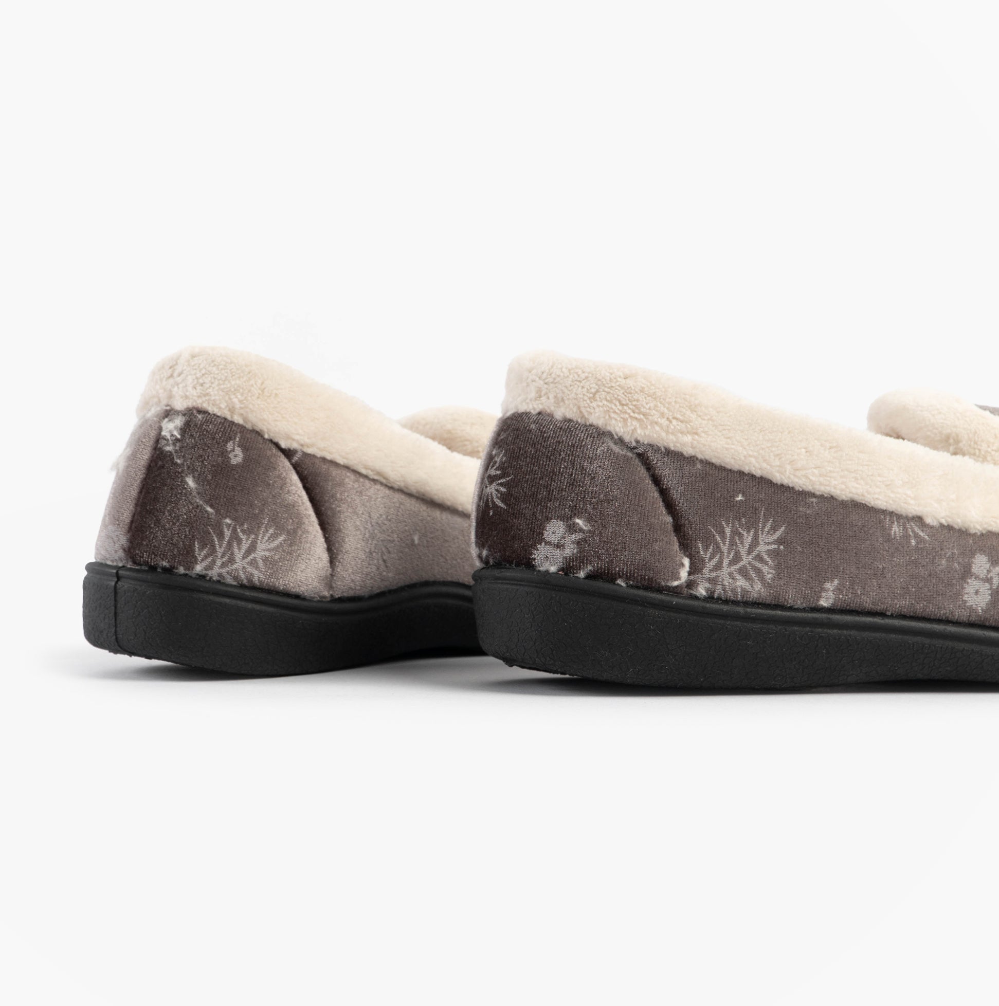 Jo & Joe ANNIE Womens Full Slippers Grey side view showing plush lining and soft textile upper.
