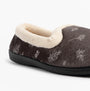 Jo & Joe ANNIE Womens Full Slippers Grey side view with soft lining and floral design