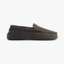 Jo & Joe BENSON Mens Slippers Grey side view showing faux suede upper and rubber sole.
