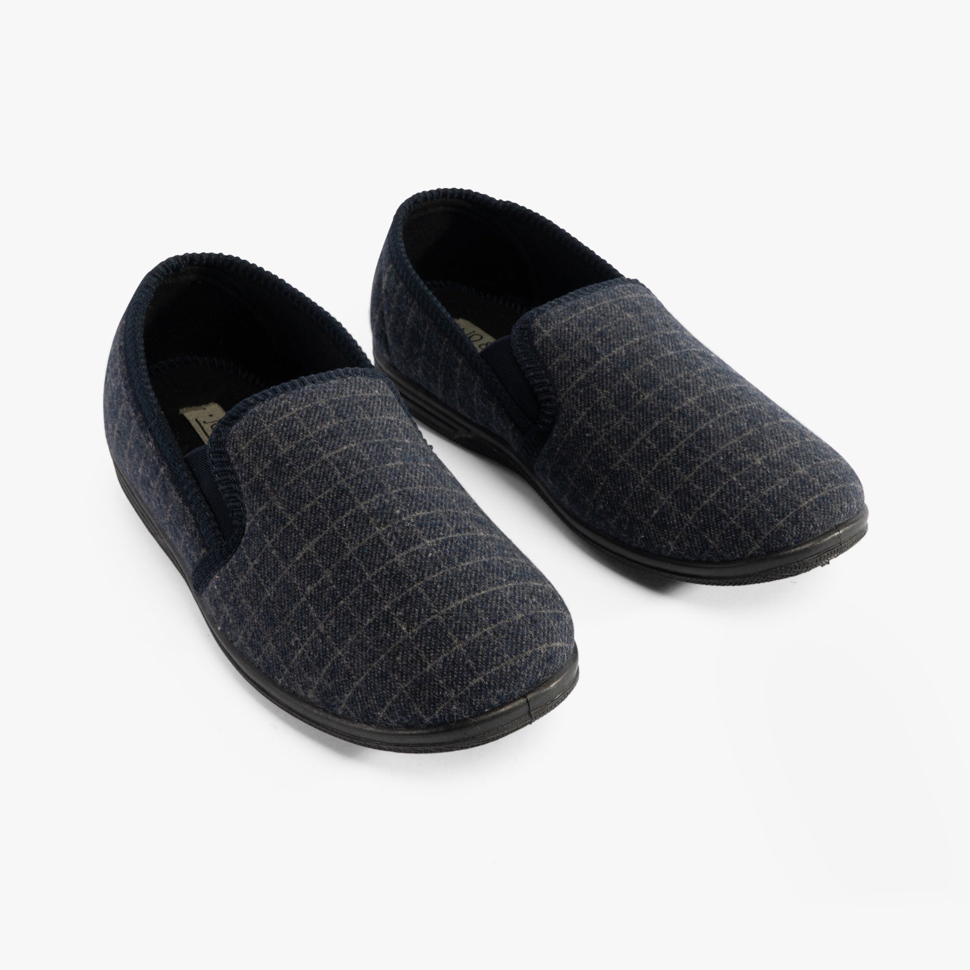 Jo & Joe CASPER Mens Slippers Navy top view showcasing textile upper and round toe design.