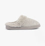 Jo & Joe CRESSIDA Womens Slippers Grey side view showcasing plush faux fur lining and slip-on design.