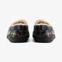 Jo & Joe ELSWICK Mens Slippers Navy back view showing plush faux fur lining and rubber sole.