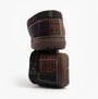 Jo & Joe GLENDALE Mens Moccasin Slippers Brown rear view showing textured textile upper and rubber sole.