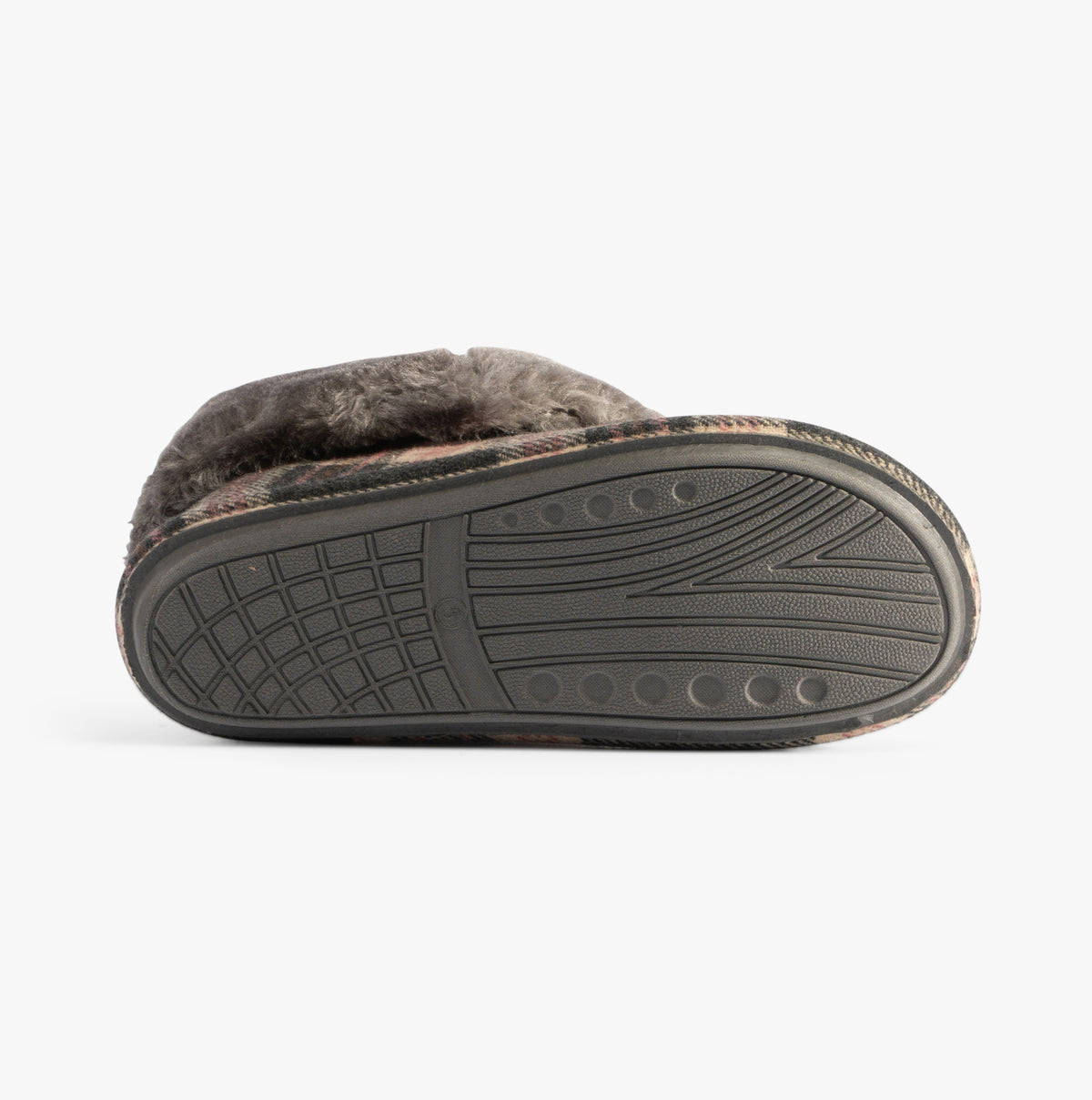 Jo & Joe GLENROYAL Womens Slippers Pebble bottom view showing rubber sole design for grip and durability.
