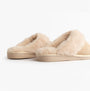 Jo & Joe GLIMMER Womens Mule Slippers Beige side view showing soft lining and flat sole