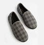 Jo & Joe GORDON Mens Full Slippers Checkered Grey top view showing the fabric upper and round toe shape.