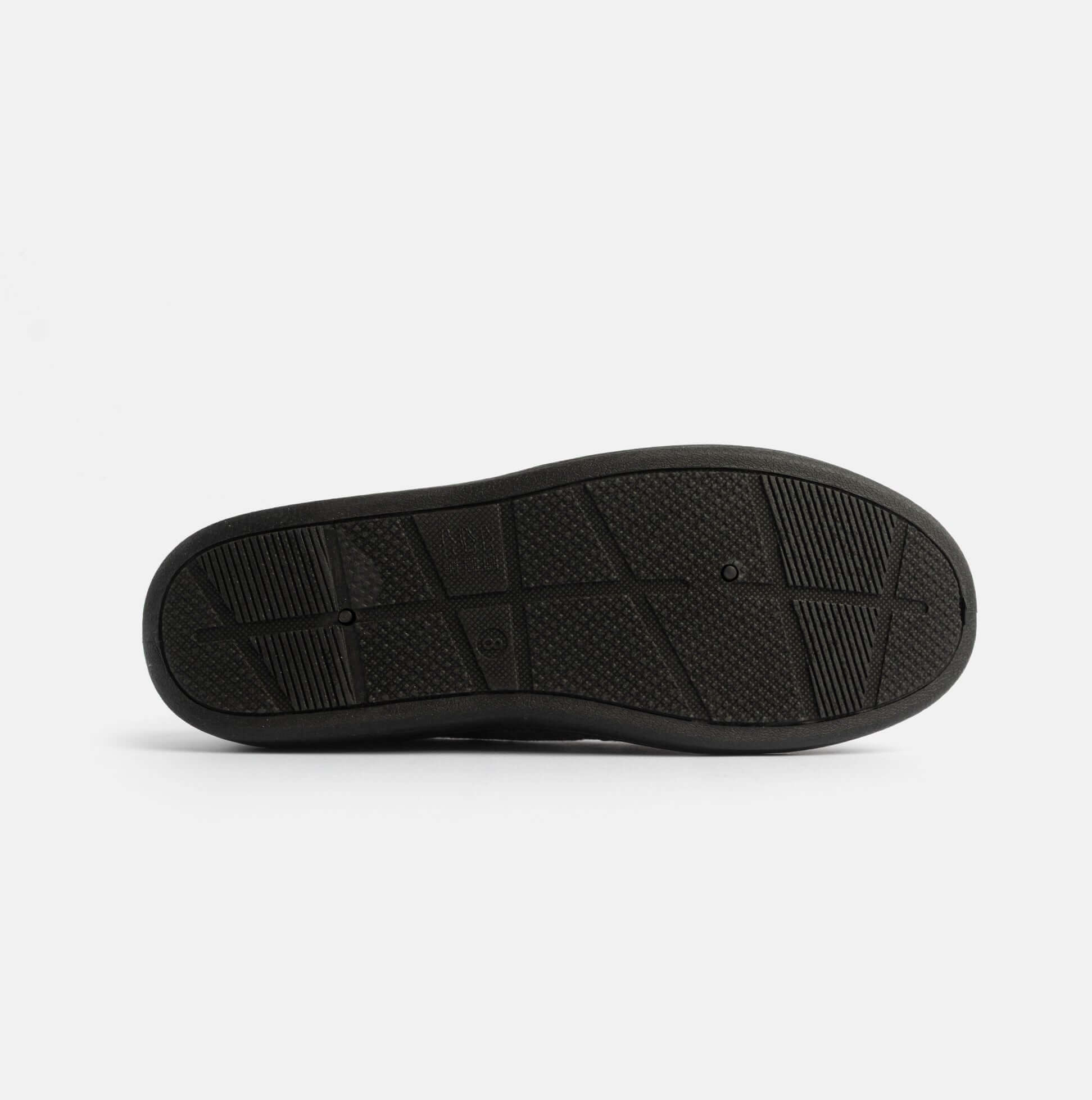 Jo & Joe GORDON Mens Full Slippers Checkered Grey bottom view with TPR/Textile sole and textured grip pattern.