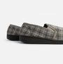 Jo & Joe GORDON Mens Full Slippers Checkered Grey side view showcasing fabric upper and TPR sole.