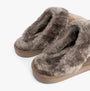 Jo & Joe GRETEL Womens Slippers Mink top view showcasing soft faux fur lining and slip-on mule design.