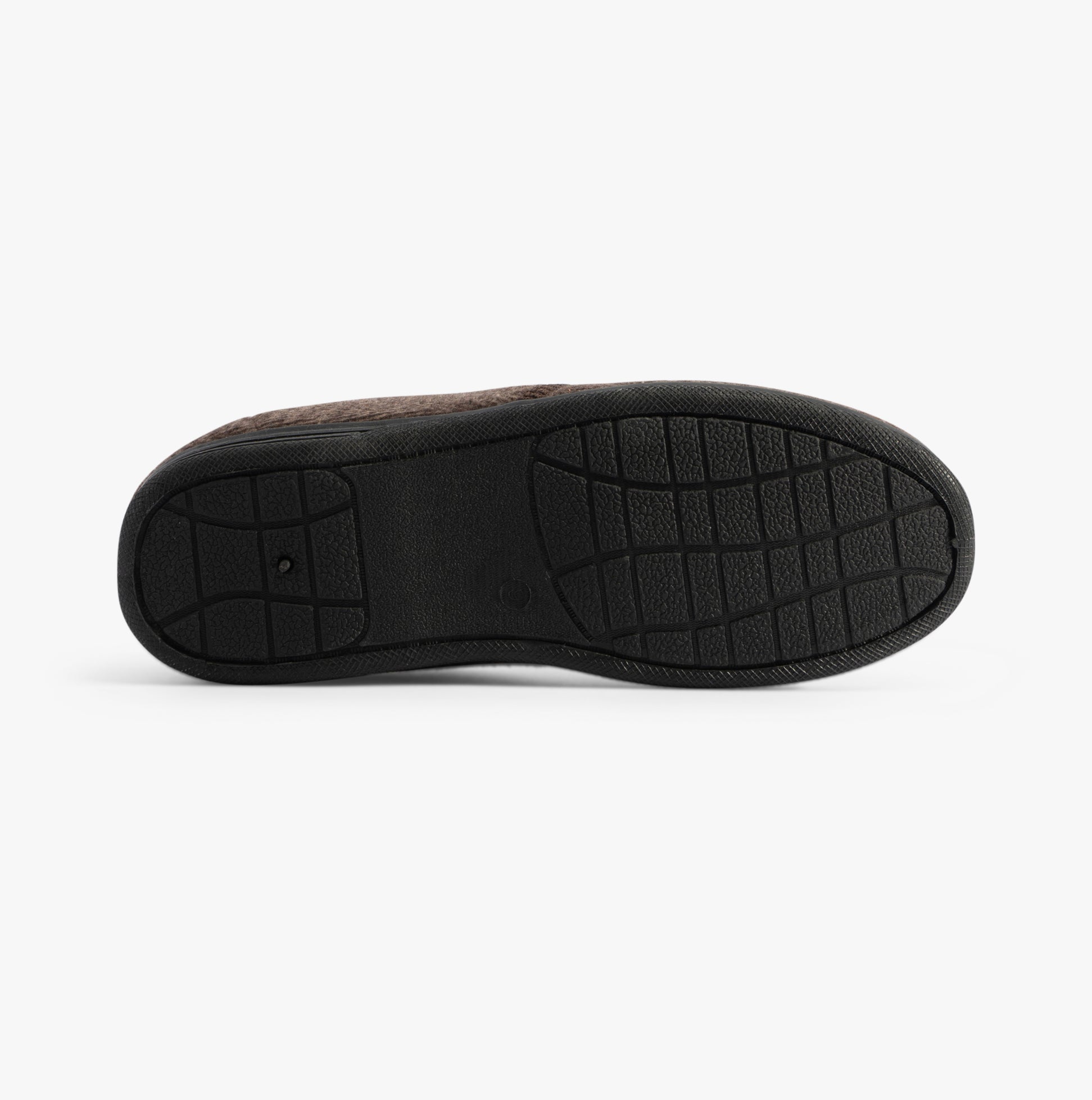 Jo & Joe HAIG Mens Slippers Brown bottom view highlighting rubber sole for grip and durability.