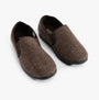 Jo & Joe HAIG Mens Slippers Brown, top view showing brown textile slip-on full slippers, featuring round toe and wide fit.