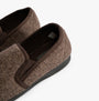 Jo & Joe HAIG Mens Slippers Brown side view showcasing textile upper and rubber sole.