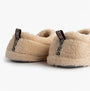 Jo & Joe HATTIE Womens Full Slippers Beige back view showing plush textile material and stylish design.