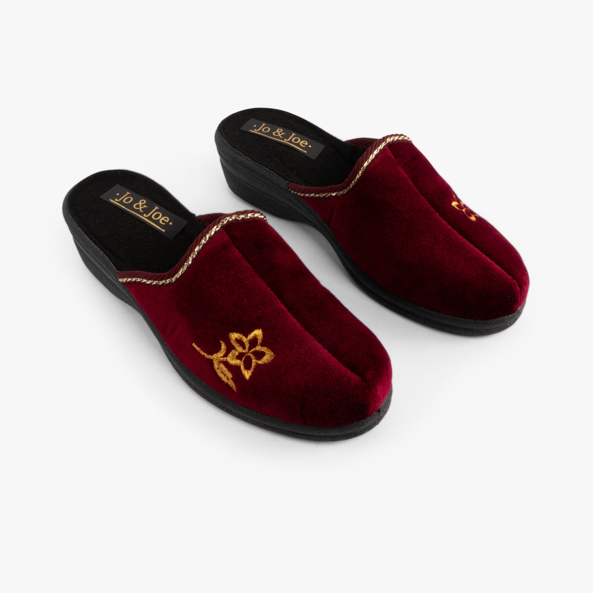 Jo & Joe HELEN Womens Wedge Heel Mule Slippers Burgundy