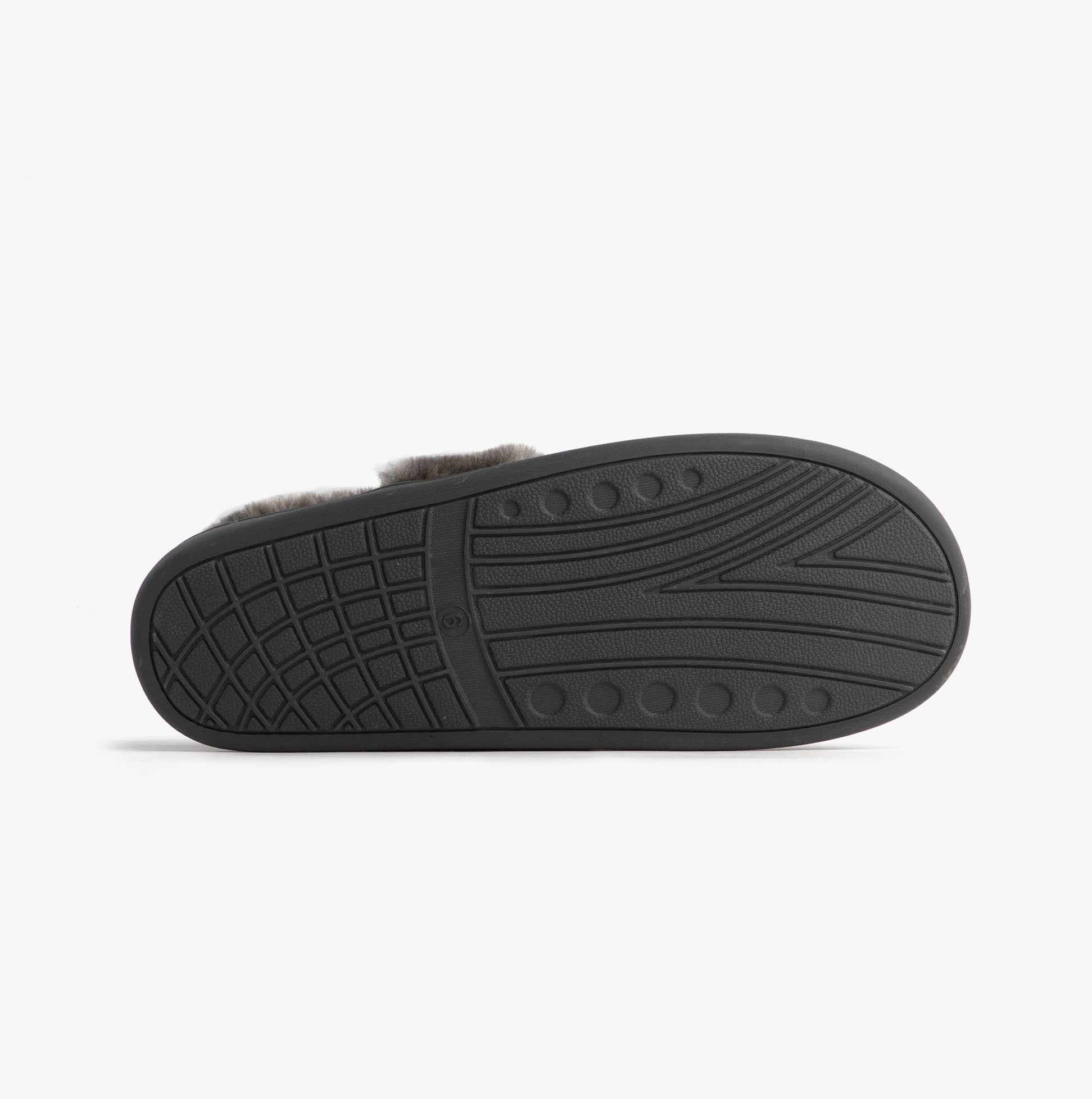 Jo & Joe HERITAGE Womens Full Slippers Pebble sole view, featuring rubber material and comfortable grip.