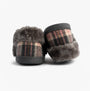 Jo & Joe HERITAGE Womens Full Slippers Pebble back view showcasing textile upper and rubber sole.