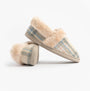 Jo & Joe HERITAGE Womens Full Slippers Oatmeal side view showing comfortable slip-on design and soft lining.