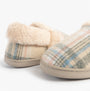 Jo & Joe HERITAGE Womens Full Slippers Oatmeal side view showing soft textile upper and cozy lining.