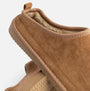 Jo & Joe KINROSS Mens Mule Slippers Chestnut side view showing soft microfiber upper and faux fur lining.