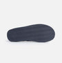 Jo & Joe KINROSS Mens Mule Slippers Navy bottom view of sole, featuring wave pattern and durable EVA/fabric material.
